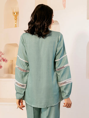 Teal Ivory Lace Shirt