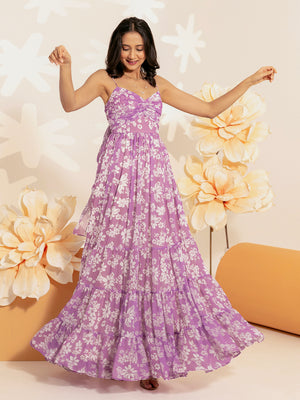 Orchid Floral Long Dress