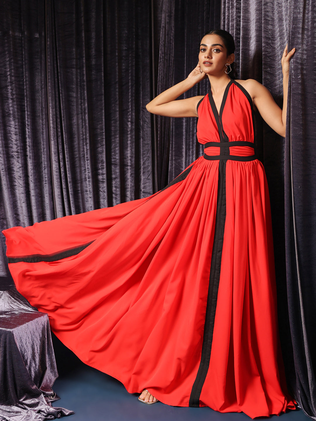 Vermilion Eclipse Accent Gown