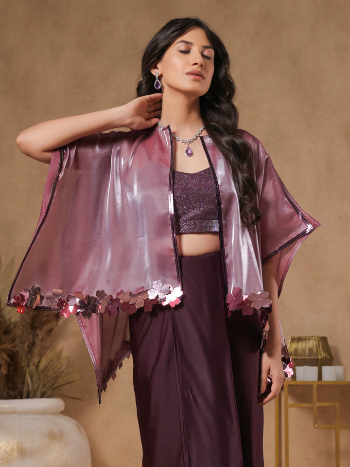 Lavender Shimmer Embellished Cape