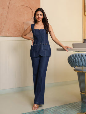 Denim Top & Trousers Set