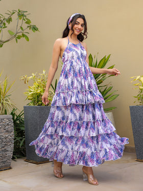 Lavender Bloom Tiered Dress