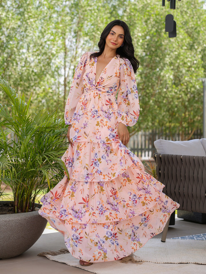 Botanical Bloom Tiered Maxi Dress