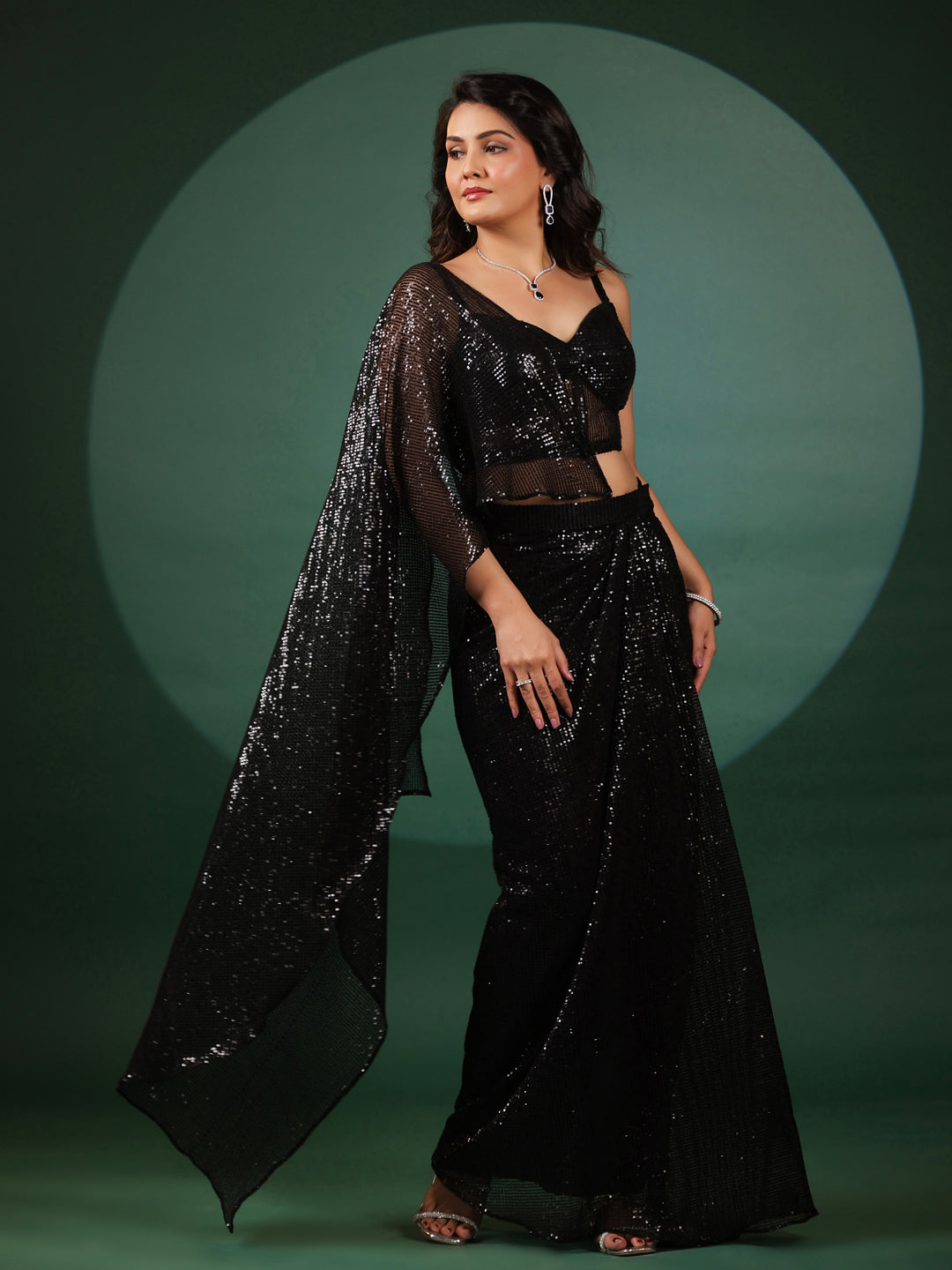 Eclipse Dazzling Pre Draped Saree with Blouse