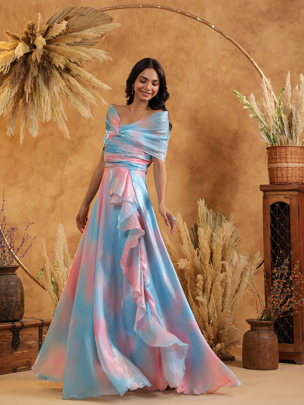 Sky Candy Draped Gown