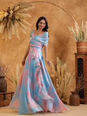 Sky Candy Draped Gown