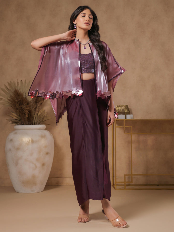 Rasin Lavender Shimmer Embellished Coords-Set