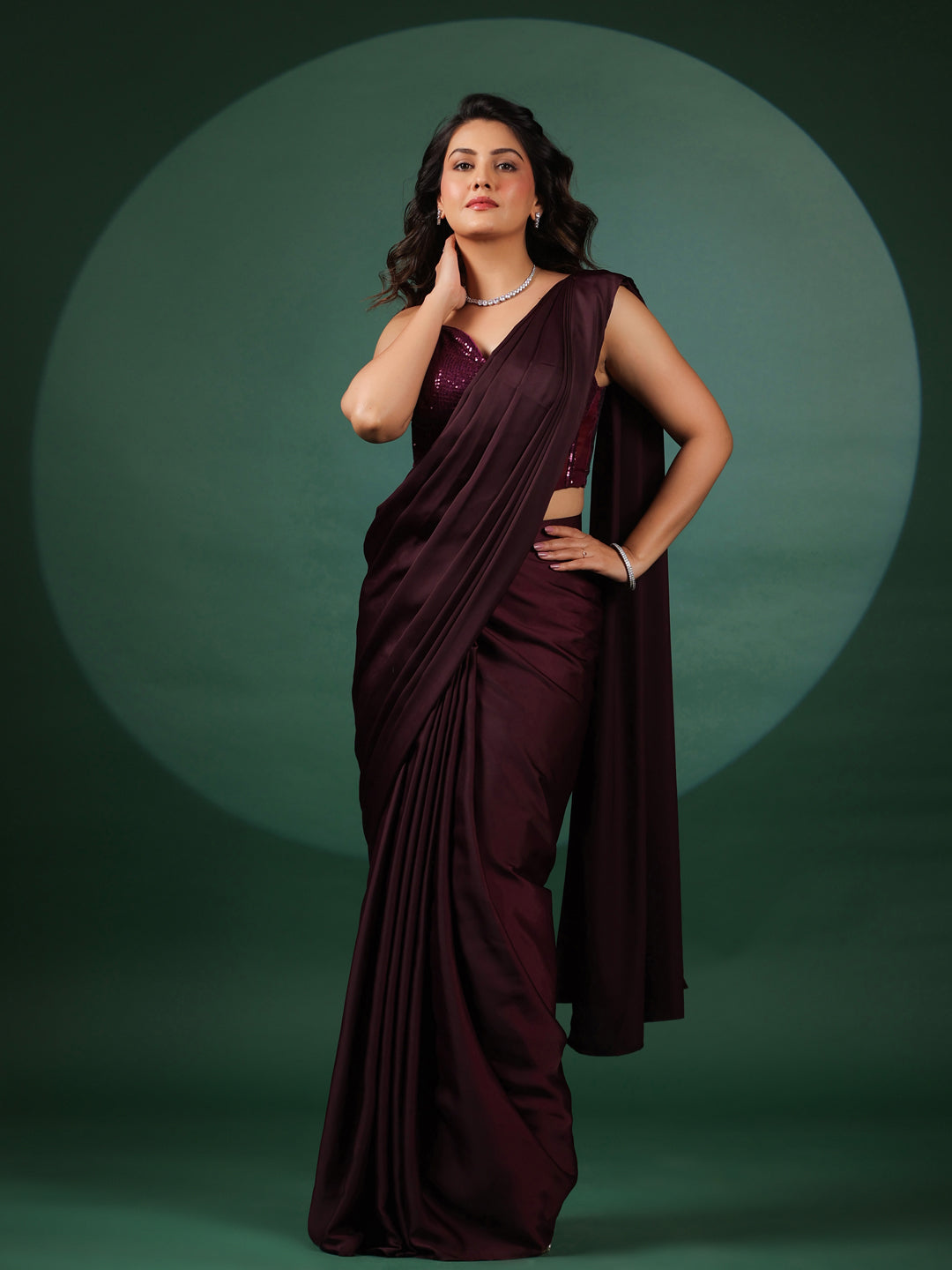 Amethyst Pre Draped Saree with Dazzling Blouse