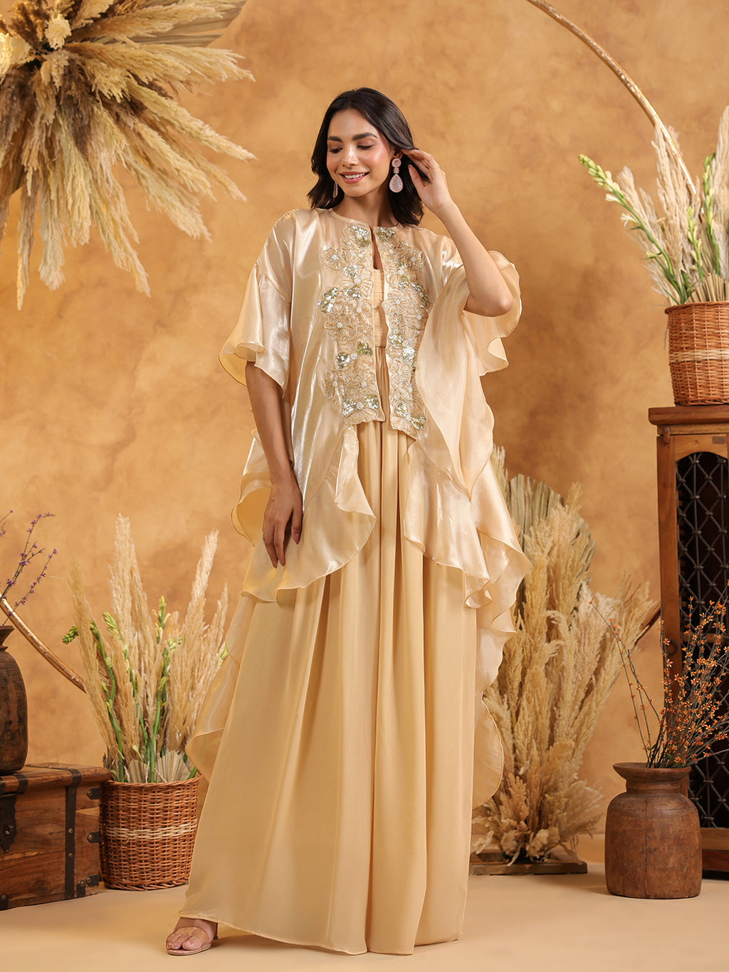 Golden Glow Luxe Embellished Gown