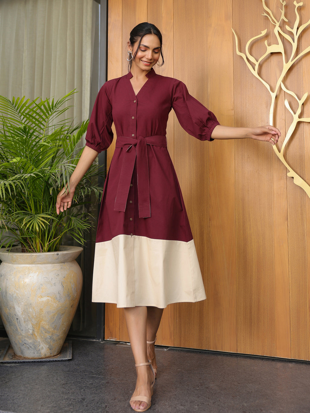 Rasin & Latte Beige Shirt Dress