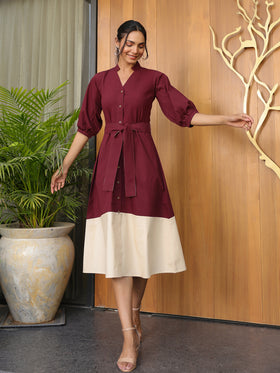 Rasin & Latte Beige Shirt Dress