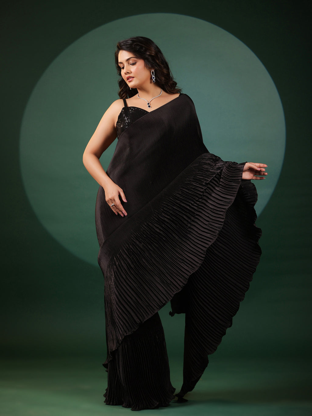 Eclipse Pleated Pre Draped Saree with Blouse