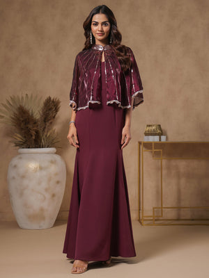 Rasin Embellished Cape Gown
