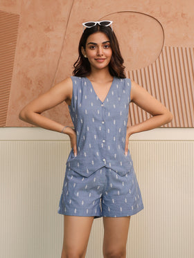 Embroidered Denim Top