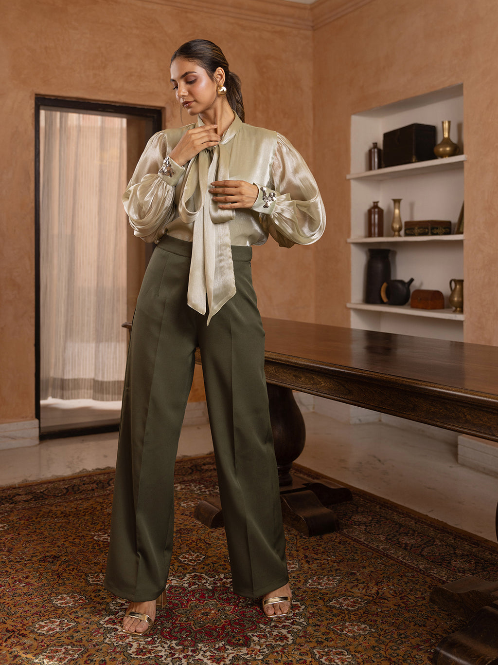 Moss Organza Embellished Coords-Set