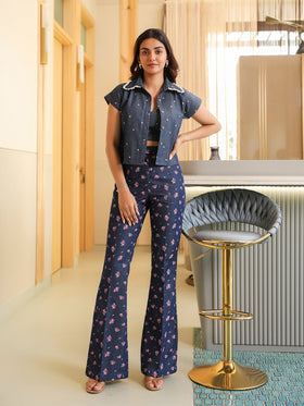 Polka Floral Denim Set