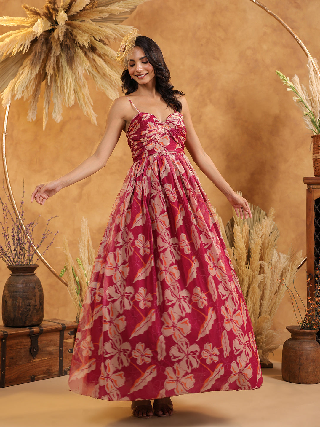 Mocha Hibiscus Gown