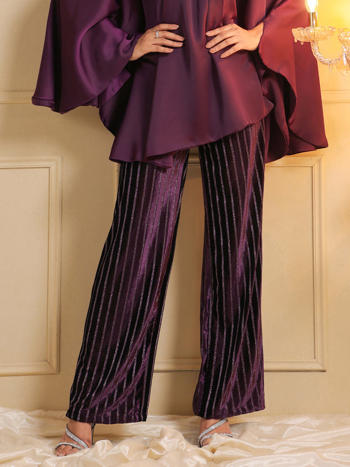 Royal Amethyst Velvet Straight Trousers