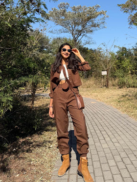 Espresso Brown Shirt & Joggers Set