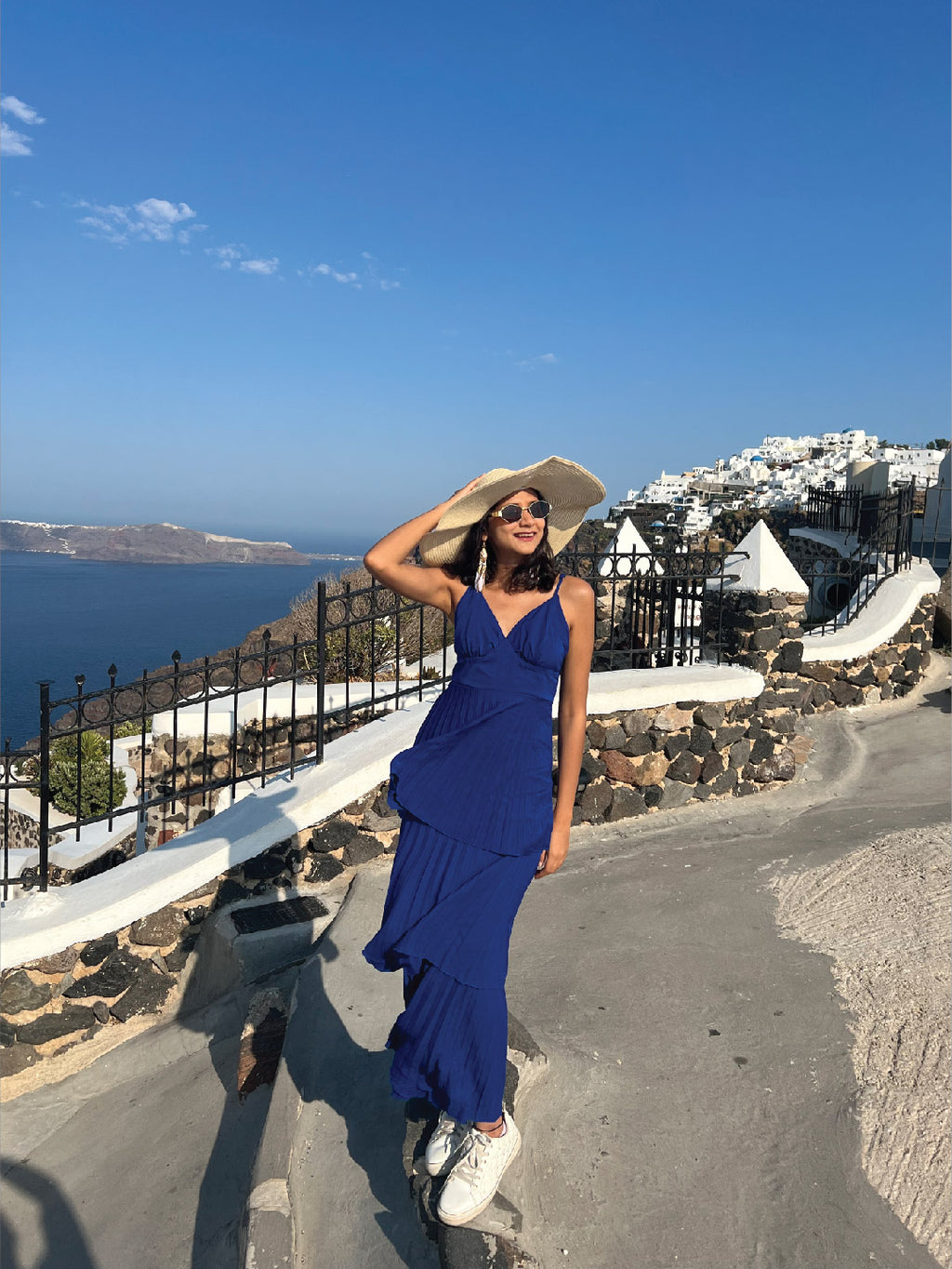 Royal Blue Pleated Tiered Maxi Gown