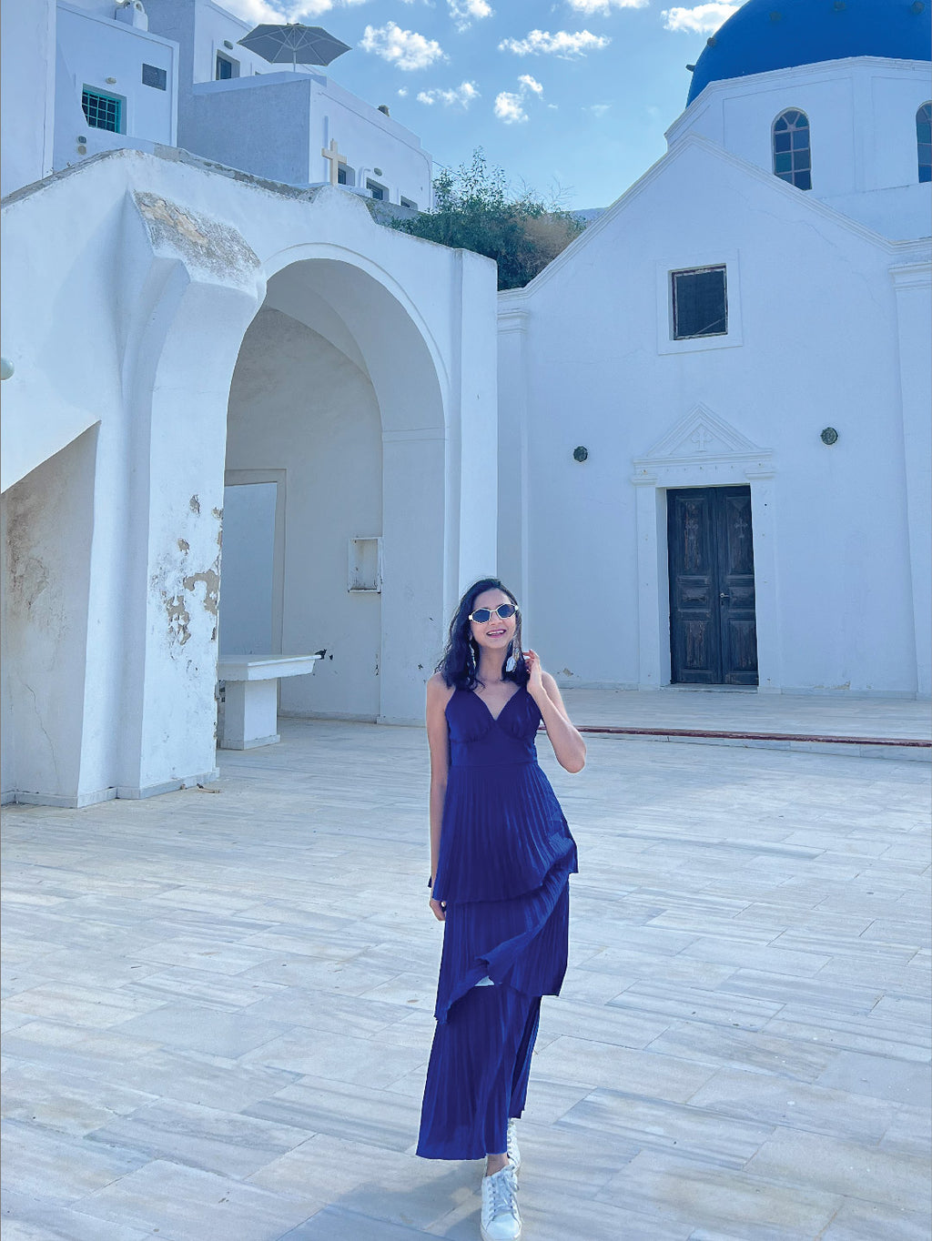 Royal Blue Pleated Tiered Maxi Gown