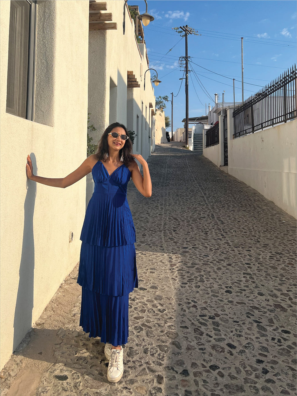 Royal Blue Pleated Tiered Maxi Gown