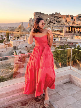 Tangerine Smocked Tier Maxi Dress