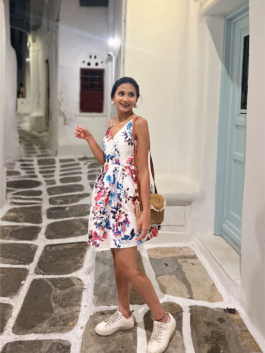 Greece Floral Flare Dress