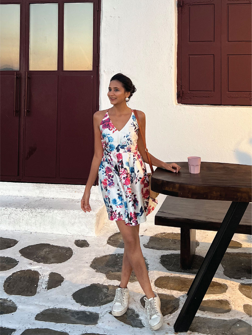 Greece Floral Flare Dress