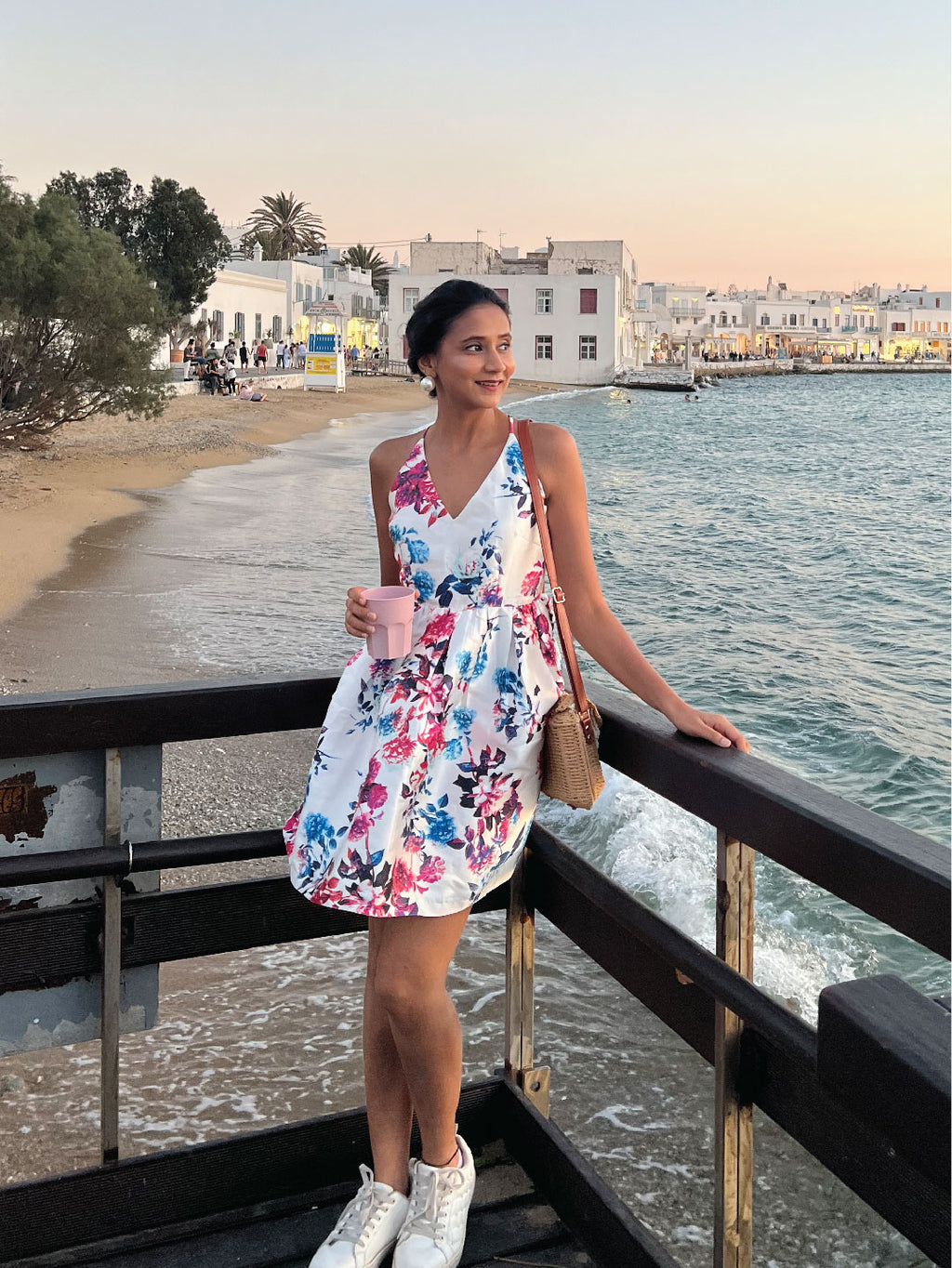 Greece Floral Flare Dress