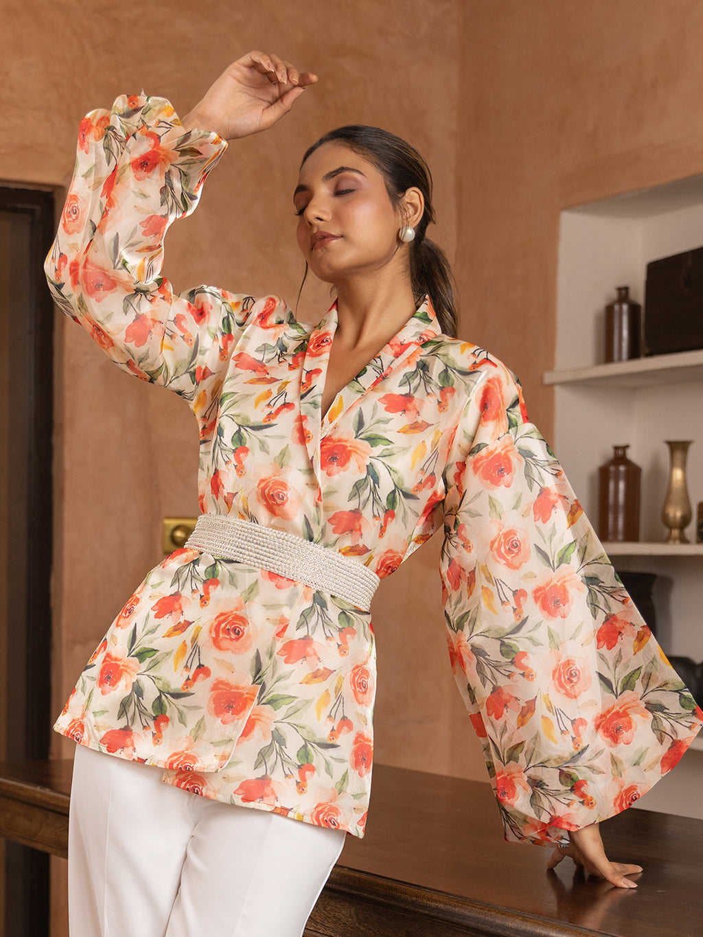 Wallflower Organza Top with Belt