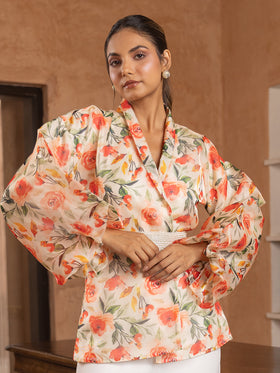 Wallflower Organza Top with Belt