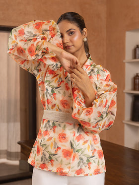 Wallflower Organza Top with Belt