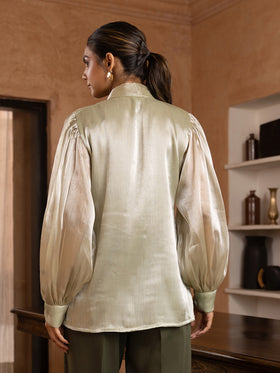 Moss Organza Embellished Shirt