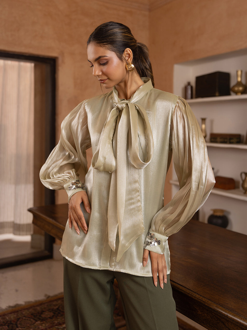 Moss Organza Embellished Coords-Set