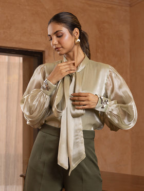 Moss Organza Embellished Shirt