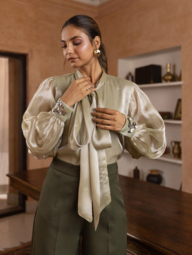 Moss Organza Embellished Coords-Set