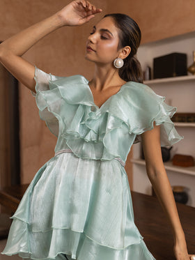 Sage Ruffle Organza Coords-Set