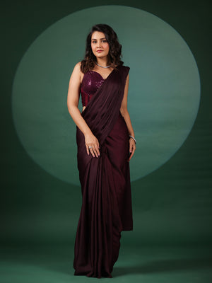 Amethyst Pre Draped Saree with Dazzling Blouse