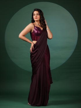 Amethyst Pre Draped Saree with Dazzling Blouse