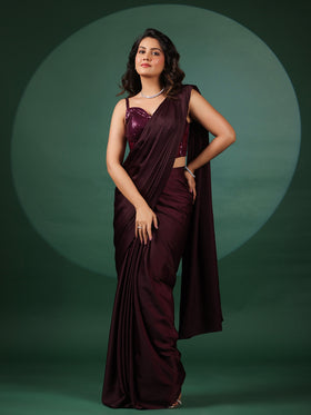 Amethyst Pre Draped Saree with Dazzling Blouse