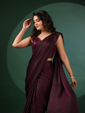 Amethyst Pre Draped Saree with Dazzling Blouse