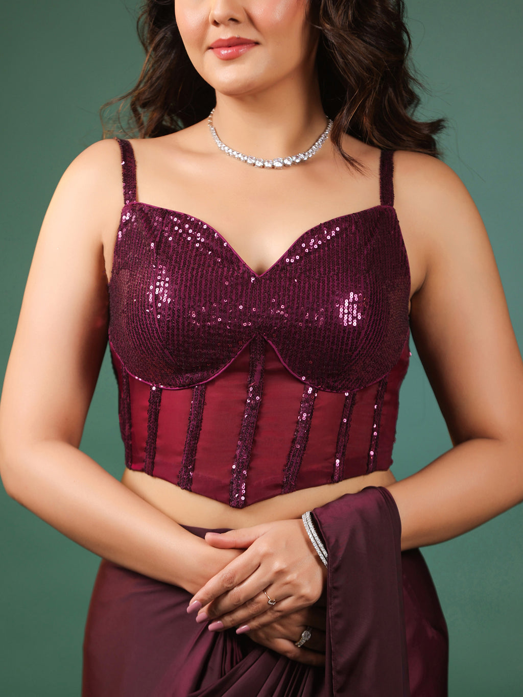 Amethyst Pre Draped Saree with Dazzling Blouse