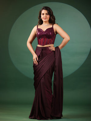 Amethyst Pre Draped Saree with Dazzling Blouse