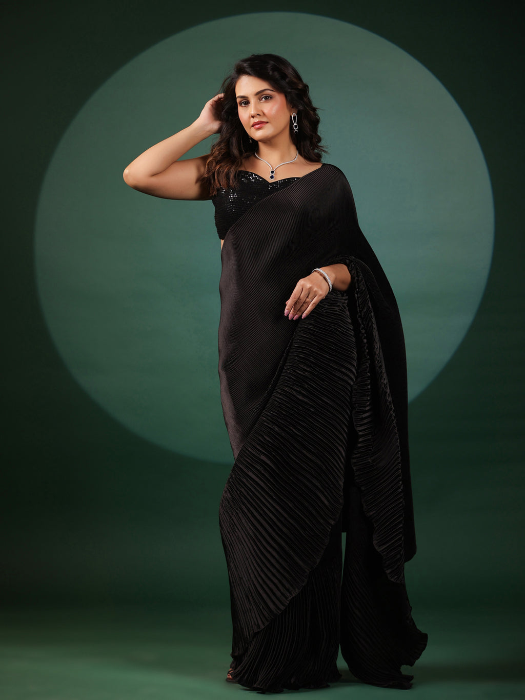 Eclipse Pleated Pre Draped Saree with Blouse