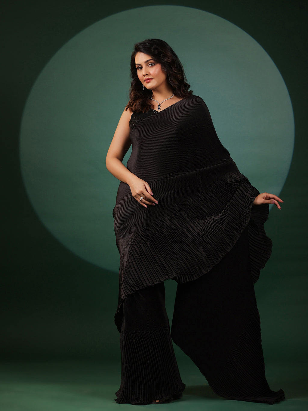Eclipse Pleated Pre Draped Saree with Blouse