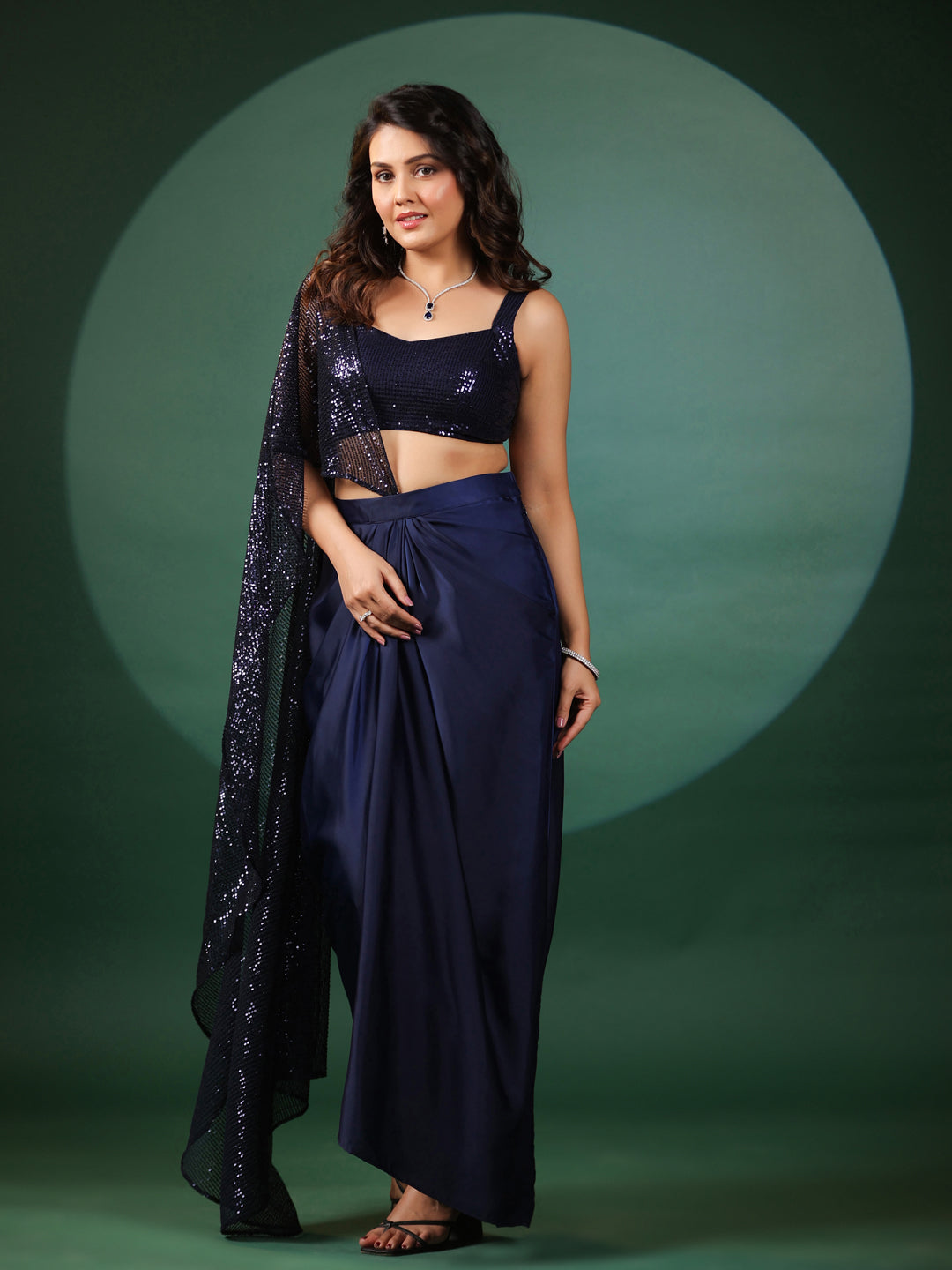 Sapphire Dazzling Pre Draped Saree with Blouse