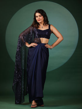 Sapphire Dazzling Pre Draped Saree with Blouse