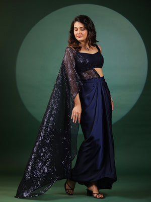 Sapphire Dazzling Pre Draped Saree with Blouse