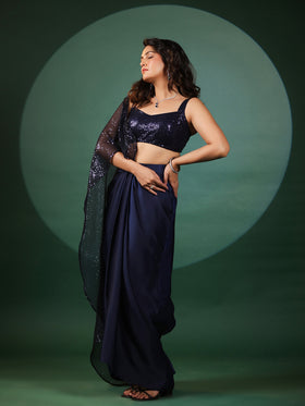Sapphire Dazzling Pre Draped Saree with Blouse